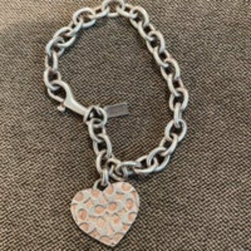 Vintage Coach 925 Silver Heart Bracelet